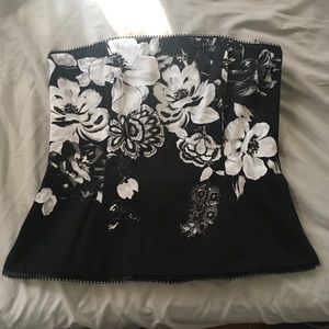 White House Black Market White Floral Corset Top